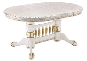 Стол деревянный Мебель России Кантри 160 молочный с золотой патиной