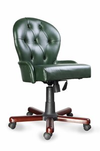 Кресло офисное GRUPPO 396 Лира Классика, экокожа, цвет зеленый, опора пятилучье с деревянными накладками