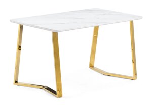 Керамический стол Notta - собственное производство Селена 1 140х80х77 белый мрамор / золото