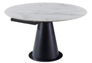 "Везувий" стол интерьерный раздвижной из HPL 90-150х150см, H77-75, цвет столешницы мрамор "Каррара"