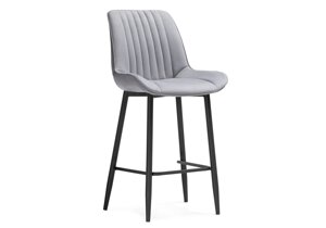 Барный стул Мебель России Седа велюр светло-серый / черный