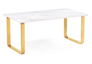 Керамический стол Notta - собственное производство Селена 4 180х90х77 белый мрамор / золото
