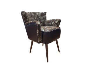 Кресло GRUPPO 396 Свейн, наружная часть в экокоже цвет коричневый, внутренная часть ткань с рисунком цвет коричневый