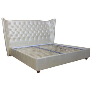 Кожаная двуспальная кровать Леонарда, спальное место (ШхД): 180см Х 200 см, с подъемным механизмом, из натуральной кожи