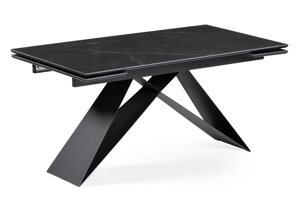 Керамический стол Мебель России Ноттингем 160(220)х90х77 черный мрамор / черный