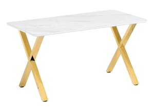 Керамический стол Notta - собственное производство Селена 3 140х80х77 белый мрамор / золото