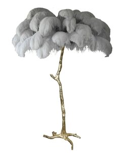 IST-CASA Торшер страусиные перья FEATHER LAMP Цвет: серый