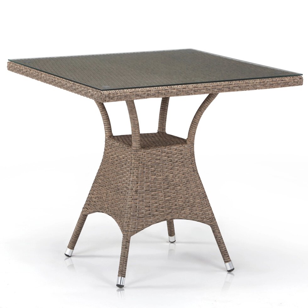 Плетеный стол T197BT-W56-80x80 Light brown от компании Мебельный интернет-магазин «Solo» - фото 1