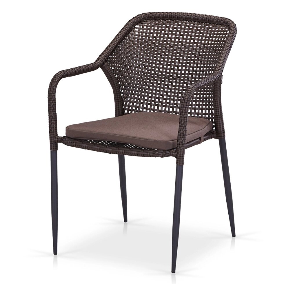 Плетеный стул Y35B-W2390 Brown с подушкой ##от компании## Мебельный интернет-магазин «Solo» - ##фото## 1