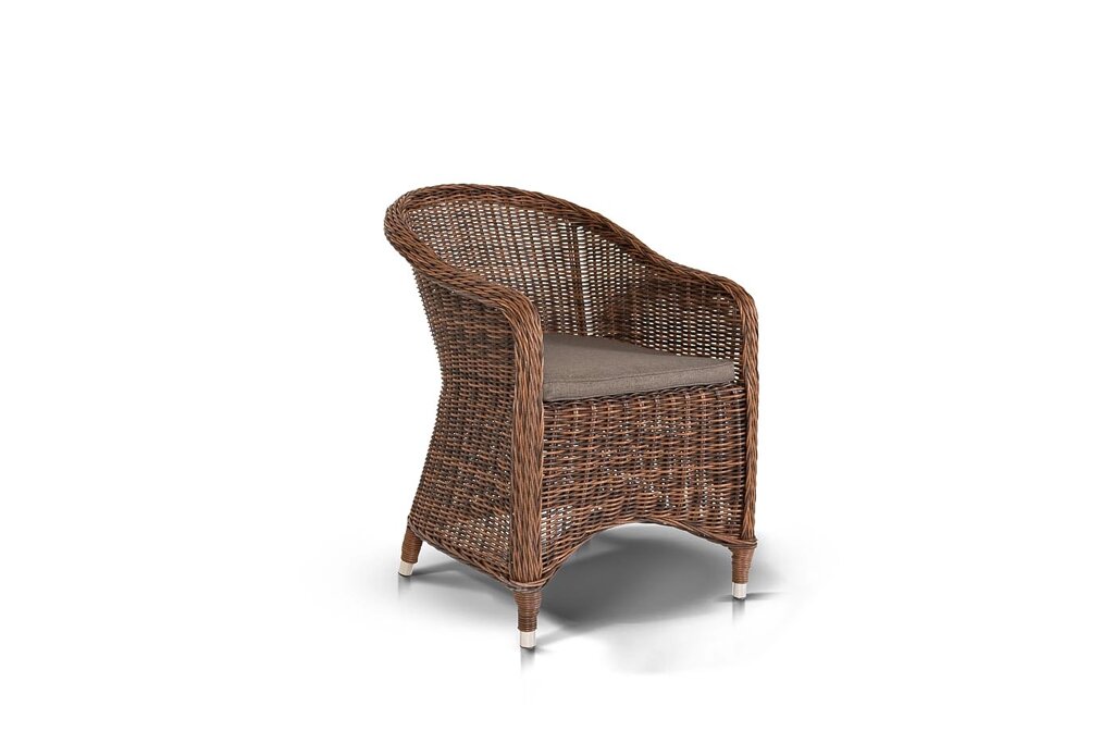 "Равенна" плетеное кресло из искусственного ротанга, цвет коричневый с темно-серой подушкой от компании Мебельный интернет-магазин «Solo» - фото 1