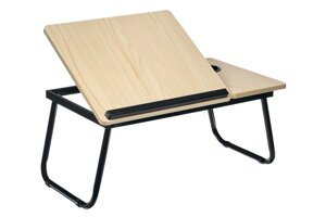 Стол складной с подъёмной крышкой и подстаканником «ВИТА», 55x32x25см, мдф, металл, св. дерево, черный