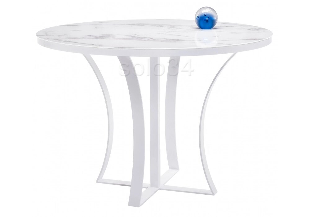 Стол стеклянный Мебель России Нейтон мрамор белый / белый от компании Мебельный интернет-магазин «Solo» - фото 1