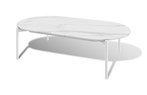 "Венеция" журнальный стол из искусственного камня овальный, 130х70см, Н38, цвет белый