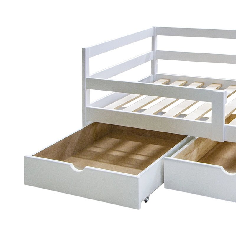 Ящик для кроватки 80x80x20см, массив сосны, белая эмаль от компании Мебельный интернет-магазин «Solo» - фото 1