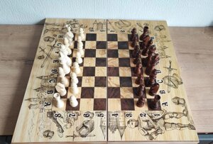 Шахматы, нарды и шашки 3 в 1 "Рыцарские"