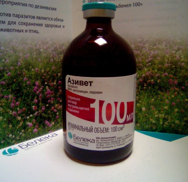 Азивет Антибиотик широкого спектра действия для животных, 100 мл купить ...