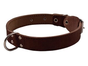 К 00045031 Ошейник кожаный двойной с кольцом для собак, ширина 45 мм, 57-66 см
