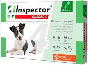 Inspector Quadro C Инспектор Квадро С Капли от блох и гельминтов для собак весом 4-10 кг, 1 шт