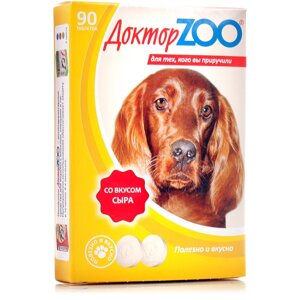 Доктор ZOO Лакомство со вкусом сыра и биотином для собак, 90 табл