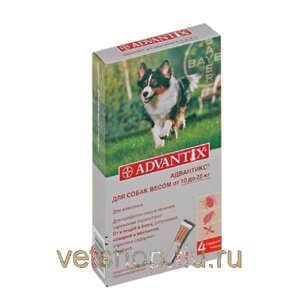 Адвантикс Капли от блох и клещей для собак весом 10-25 кг, уп. 4 пипетки