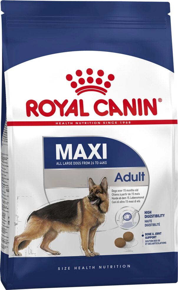 Royal Canin Maxi Adult Роял Канин Макси Эдалт Корм для взрослых собак крупных пород, 15 кг от компании Оптово-розничная база ветпрепаратов. Ветаптека. ООО НПП Велес - фото 1