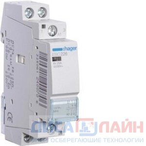 Hager (Германия) Контактор модульный ESC226, 2н. з., AC1/AC7a 25A, Uупр. 230В 50/60Гц, ширина 1М