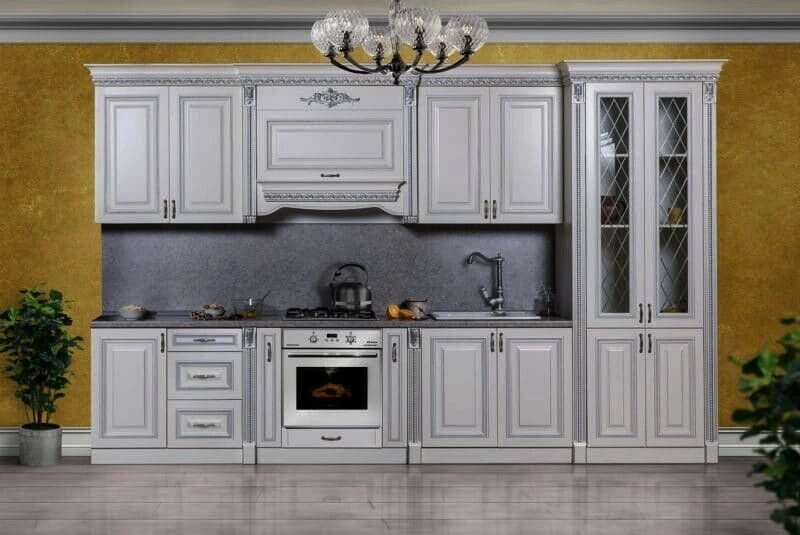 Кухня "Аманта" 3.85 серебро прямая ##от компании## Мебель Дом 24 - ##фото## 1