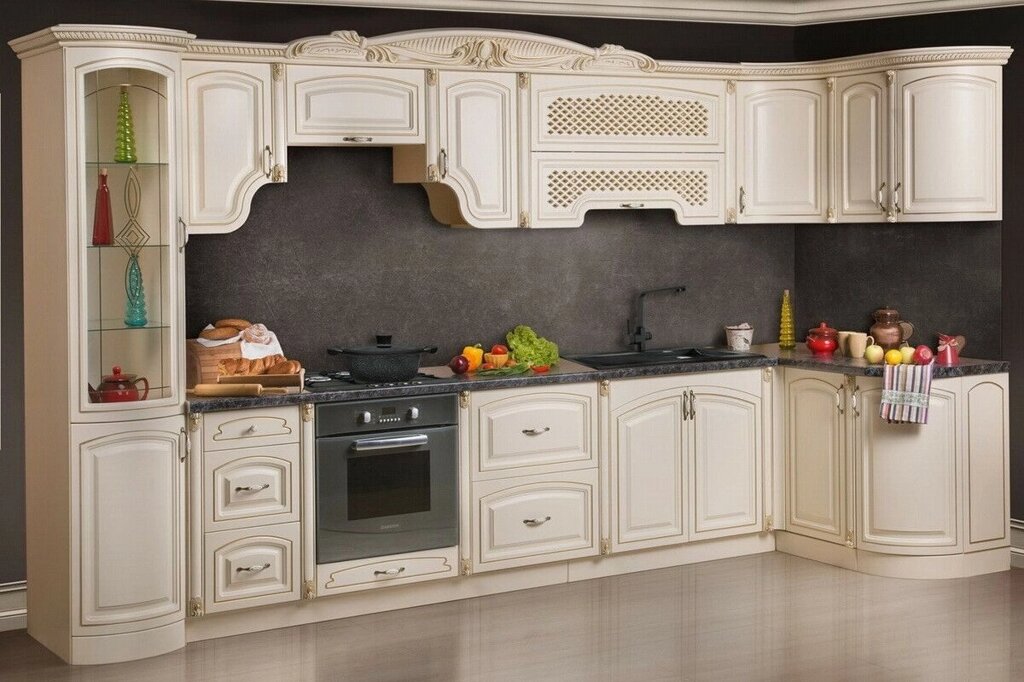 Кухня "Марлен" крем, правый угол в классическом стиле от компании Мебель Дом 24 - фото 1