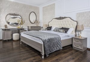 Спальня "Мокко" 4дв кровать 160х200, комод с зеркалом серый камень