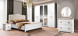 Спальный гарнитур "Мармарис" мягкая спинка 6Д - 180 Белый