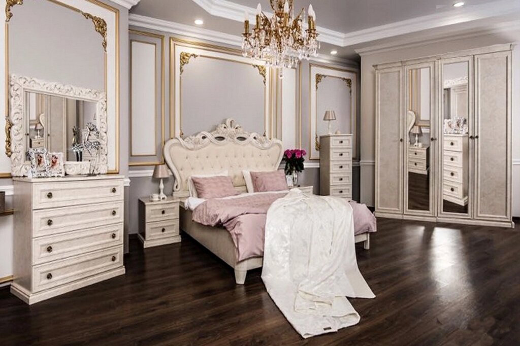 Спальня "Афина Люкс " 4 дв кровать 160х200, крем корень от компании Мебель Дом 24 - фото 1