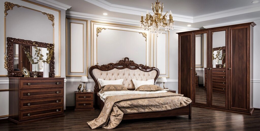 Спальня "Афина Люкс " 5 дв кровать 180х200 караваджо от компании Мебель Дом 24 - фото 1