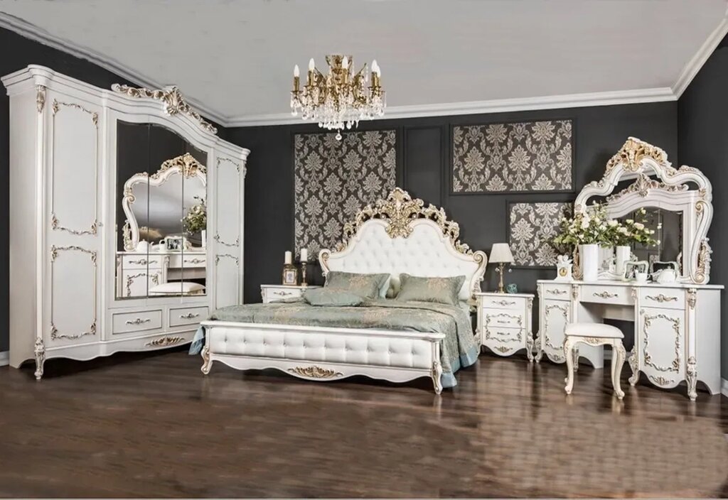 Спальня "Флоренция" 5 дв белый глянец (кровать 180х200) от компании Мебель Дом 24 - фото 1