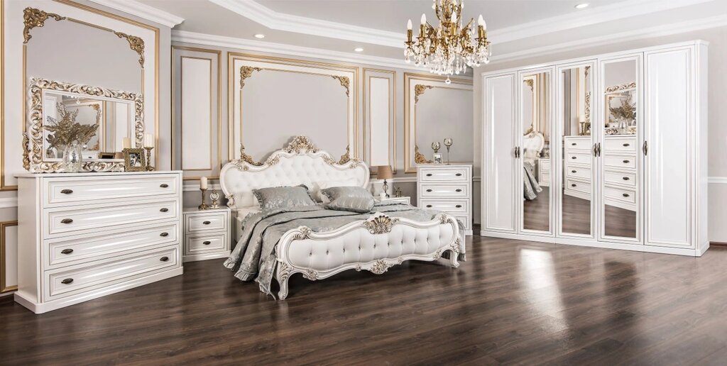 Спальня Натали 5-ств белый глянец от компании Мебель Дом 24 - фото 1