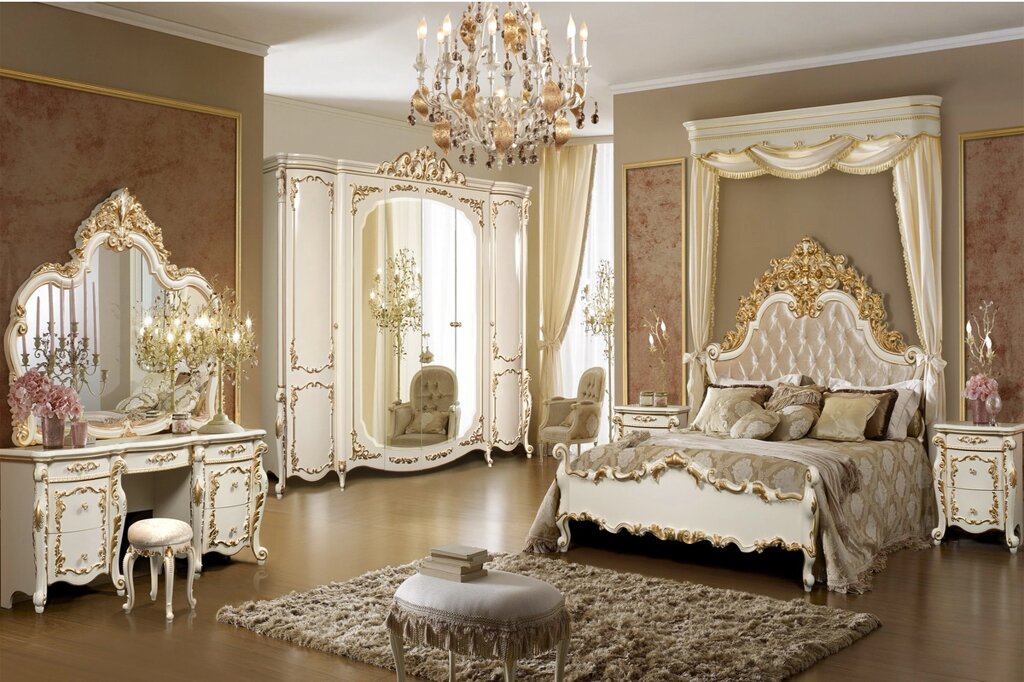 Спальня в классическом стиле Афина 6Д - 1.8 Жемчуг от компании Мебель Дом 24 - фото 1
