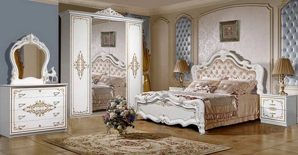 Спальня в классическом стиле Аризона жемчужный 4Д-180 от компании Мебель Дом 24 - фото 1