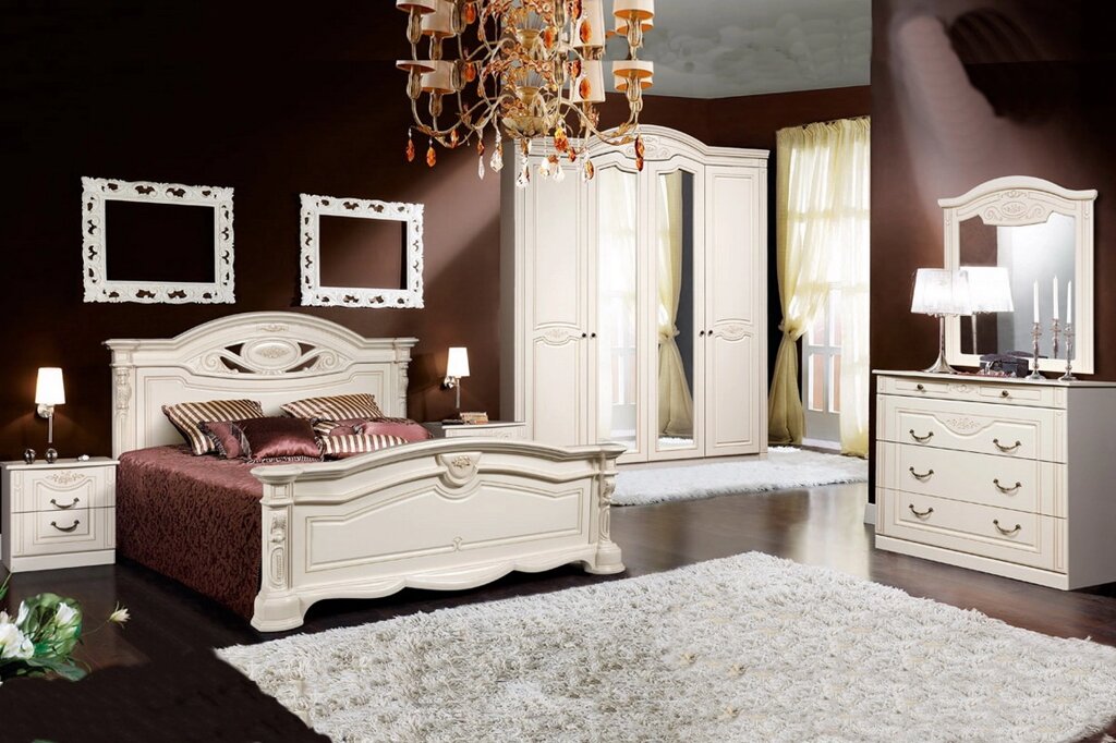 Спальня в классическом стиле Сорренто 4Д 160 крем от компании Мебель Дом 24 - фото 1