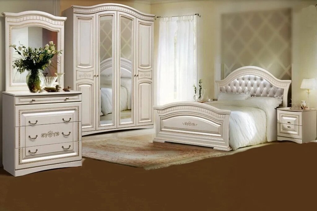 Спальня в классическом стиле Венера 4Д-160 жемчуг от компании Мебель Дом 24 - фото 1
