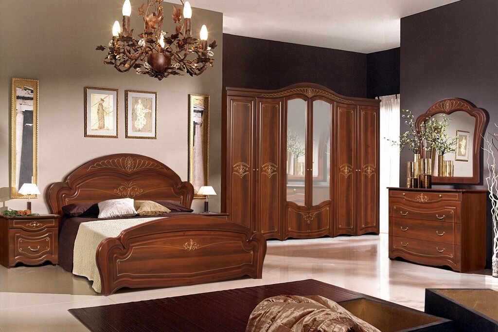 Спальный гарнитур Джамиля 6Д-180 шоколад ##от компании## Мебель Дом 24 - ##фото## 1