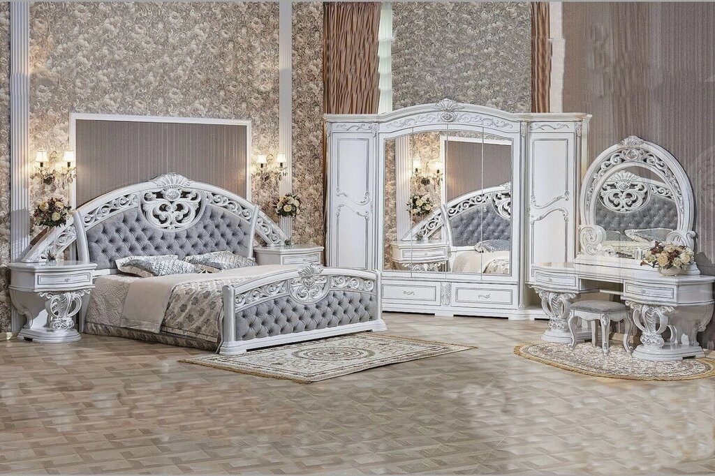 Спальный гарнитур "Марелла" белая с серебром от компании Мебель Дом 24 - фото 1