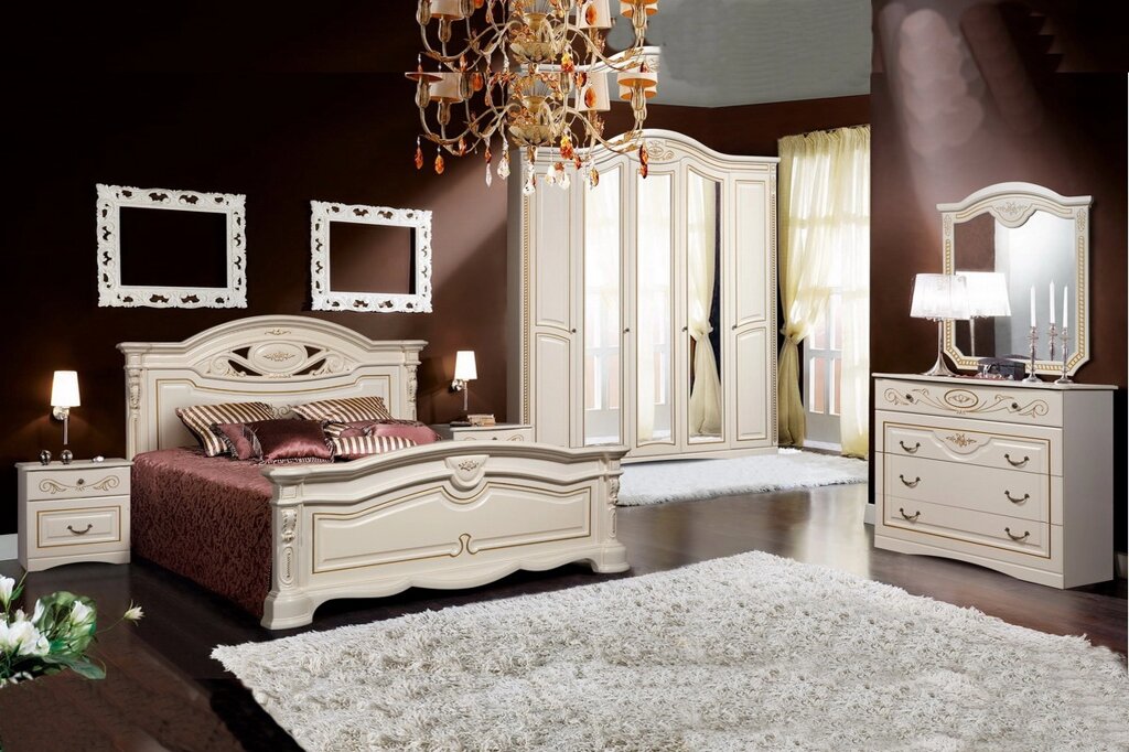 Спальный гарнитур Сорренто белый 5Д - 160  крем ##от компании## Мебель Дом 24 - ##фото## 1