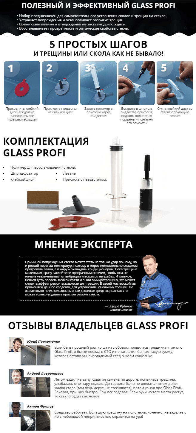 GlassProfi набор для ремонта стекол купить