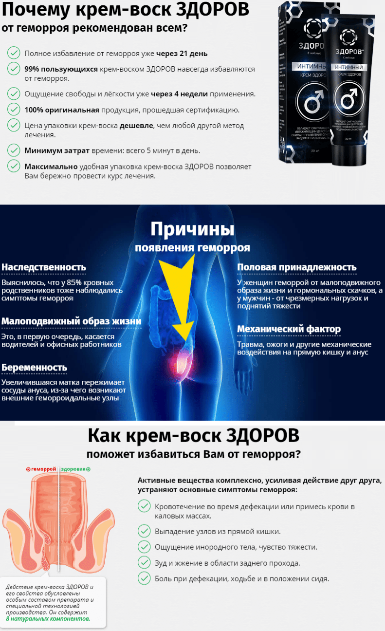 Крем-воск от геморроя Здоров купить в Астане на PromPortal.Su (ID#93875713)