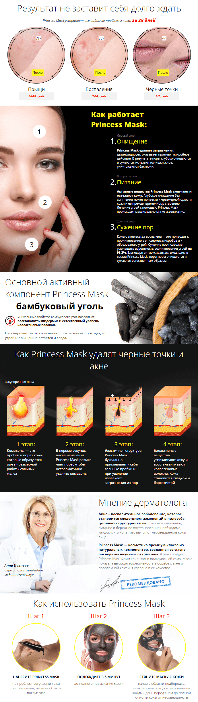 Princess Mask (Принцесс Маск) маска от прыщей, угрей, черных точек купить