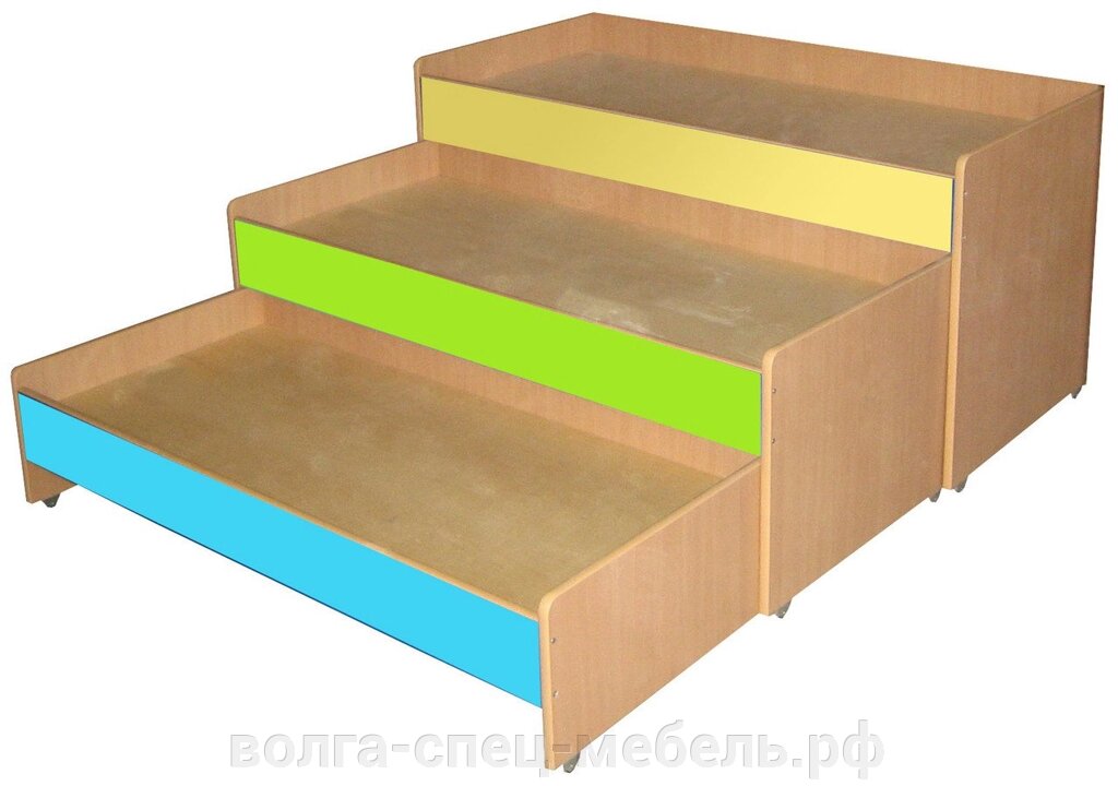 Кровать для детского сада 3-х ярусная выкатная от компании Волга-Спец-Мебель - фото 1