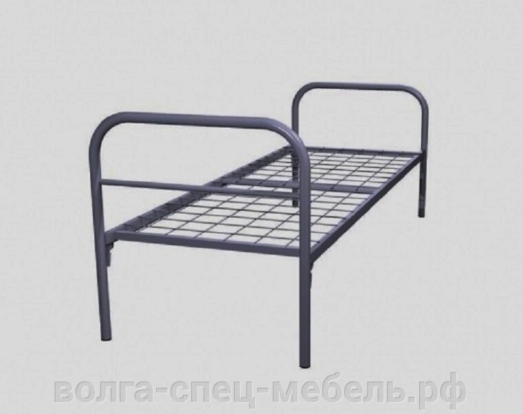 Кровать металлическая односпальная стандарт.  190х70см. ячейка 10х10см. от компании Волга-Спец-Мебель - фото 1