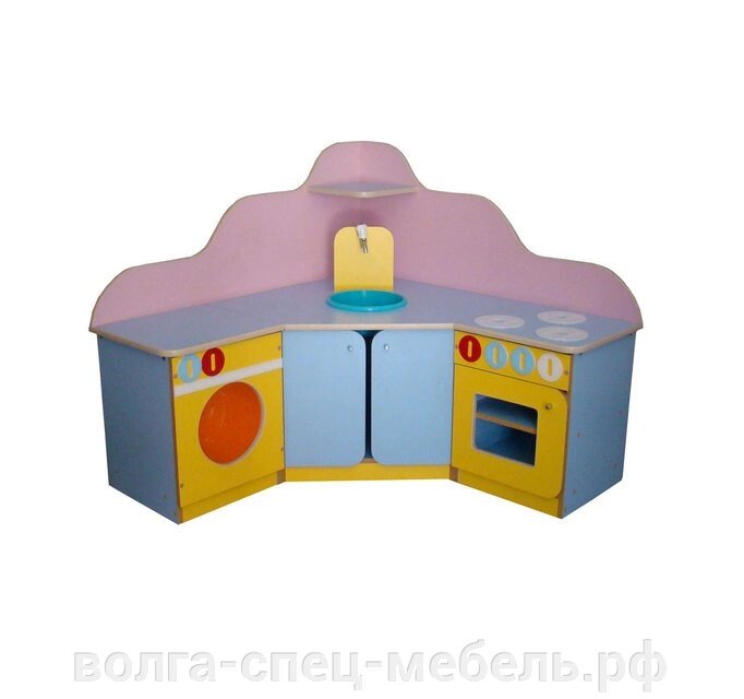 Кухня игровая угловая 116х116х100х42см для детских садов от компании Волга-Спец-Мебель - фото 1