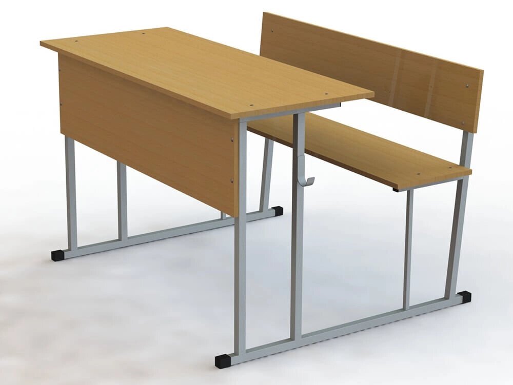 Моноблок (парта и скамейка)  для школы двухместный ученический от компании Волга-Спец-Мебель - фото 1