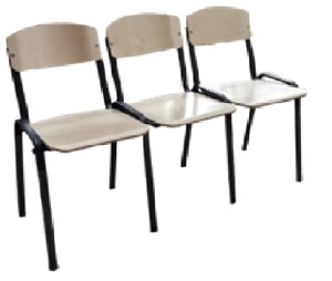 Секция стульев трёхместная \ фанера \ 132см. (4, 5, 6 рост. группа) для раздевалок и зон ожидания