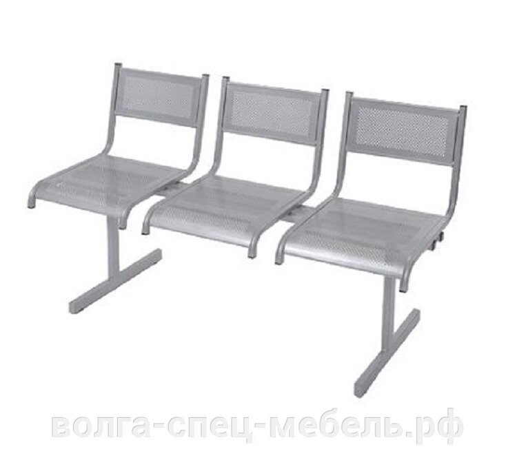 Секция стульев 3,4,5 -х местная из перфорированного металла (для раздевалок и зон ожидания от компании Волга-Спец-Мебель - фото 1